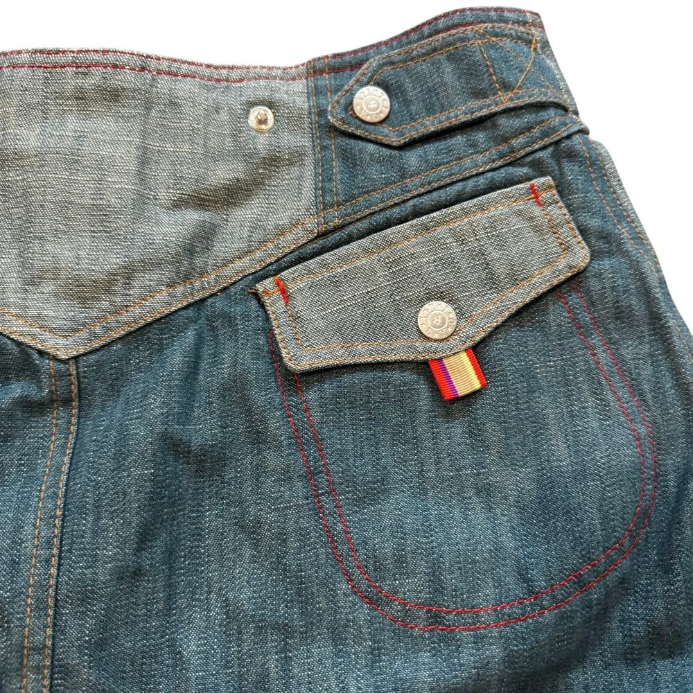 Oilily Y2K Denim Cargo Patchwork Button Down Artsy Fairy Skirt Floral Whimsy 6 - Picture 11 of 11